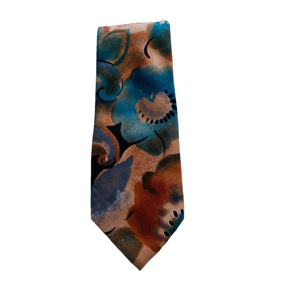 Mario Valentino Abstract Floral Men’s Neck Tie 3.75 X 57 Artsy Classic